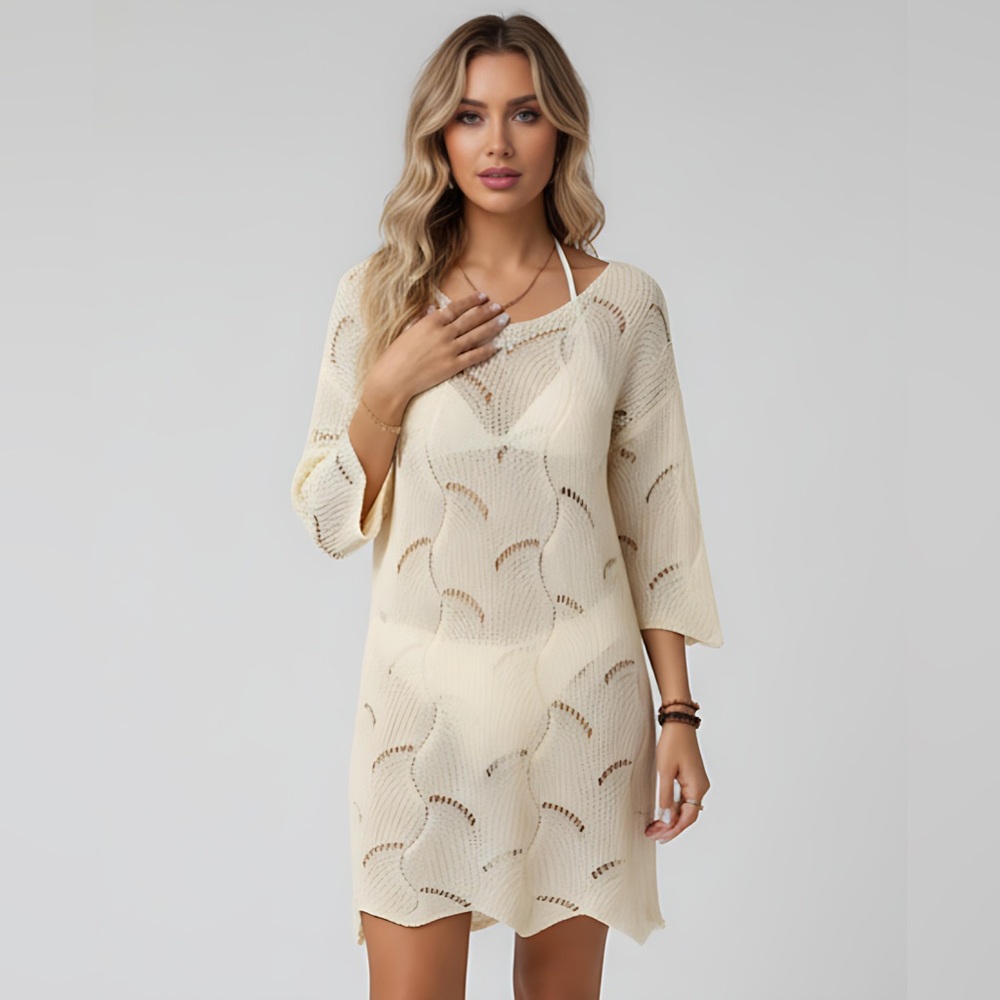 Hollow Knitted Bathing Suit Cover Up